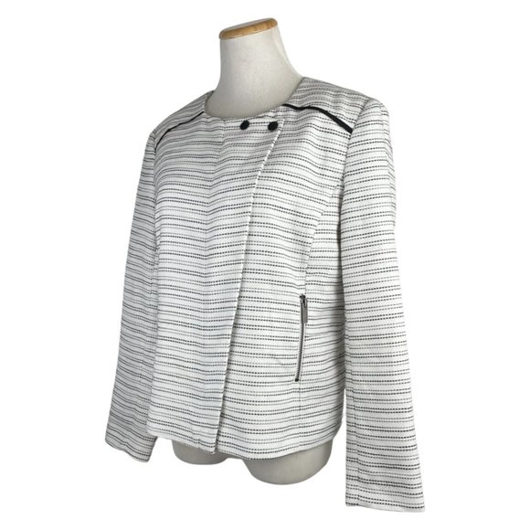 Halogen Jacket Size Large NEW White/Black Striped Woven Blazer - Picture 4 of 5